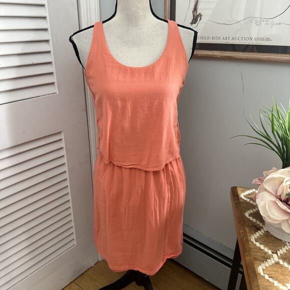 THEORY Womens Dress 4 Peach Orange Marrero Mini Sleeveless Layered Casual Summer - Picture 1 of 11
